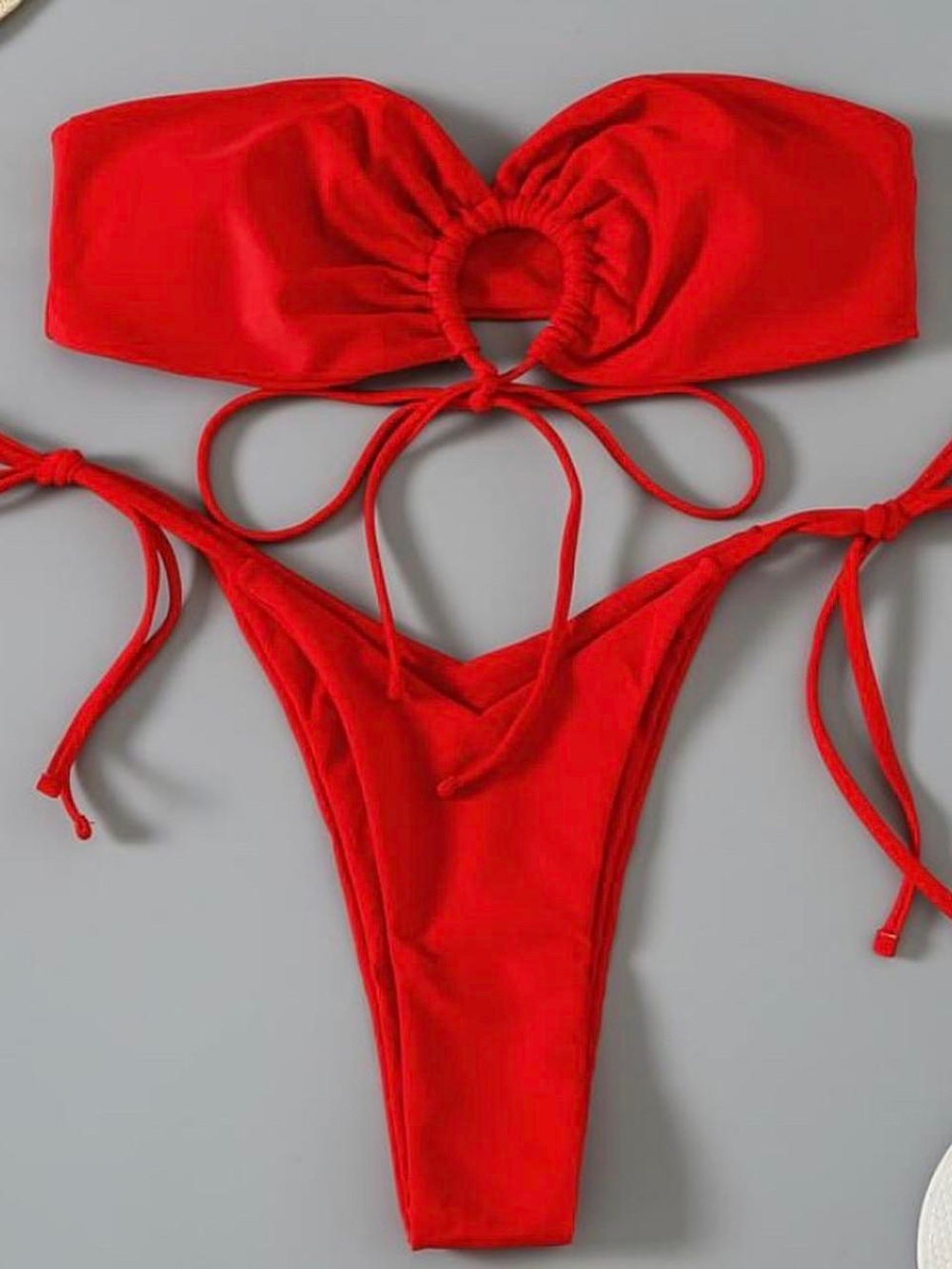 Red Strapless Bikini Set Size Small